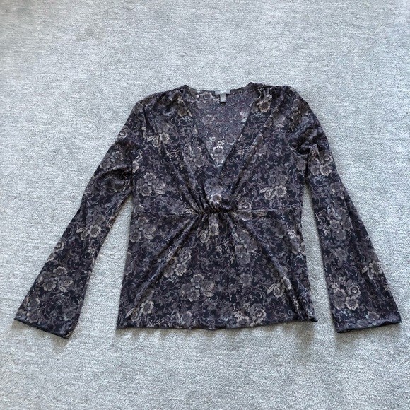 J. Jill Floral and Paisley Mesh Surplice Top - Picture 2 of 7